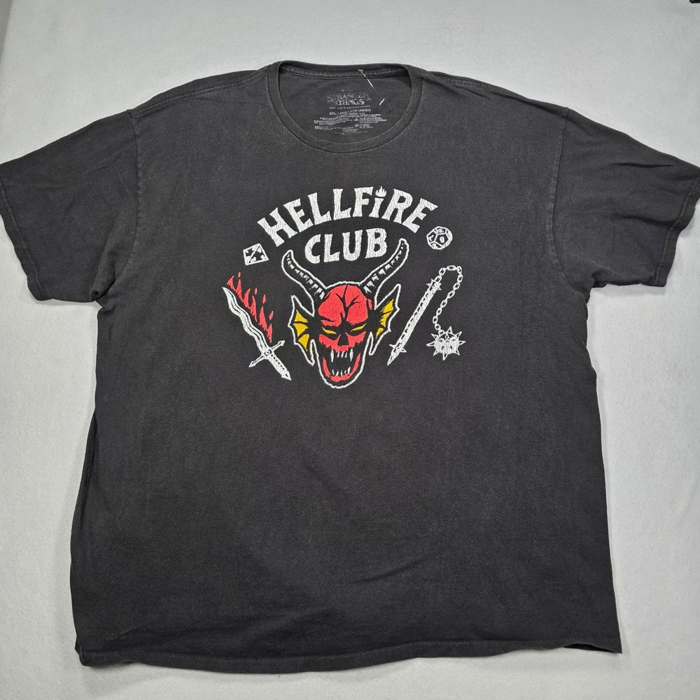 Stranger Things Hellfire Club T-Shirt Mens 2XL Black Graphic Tee D&D Netflix